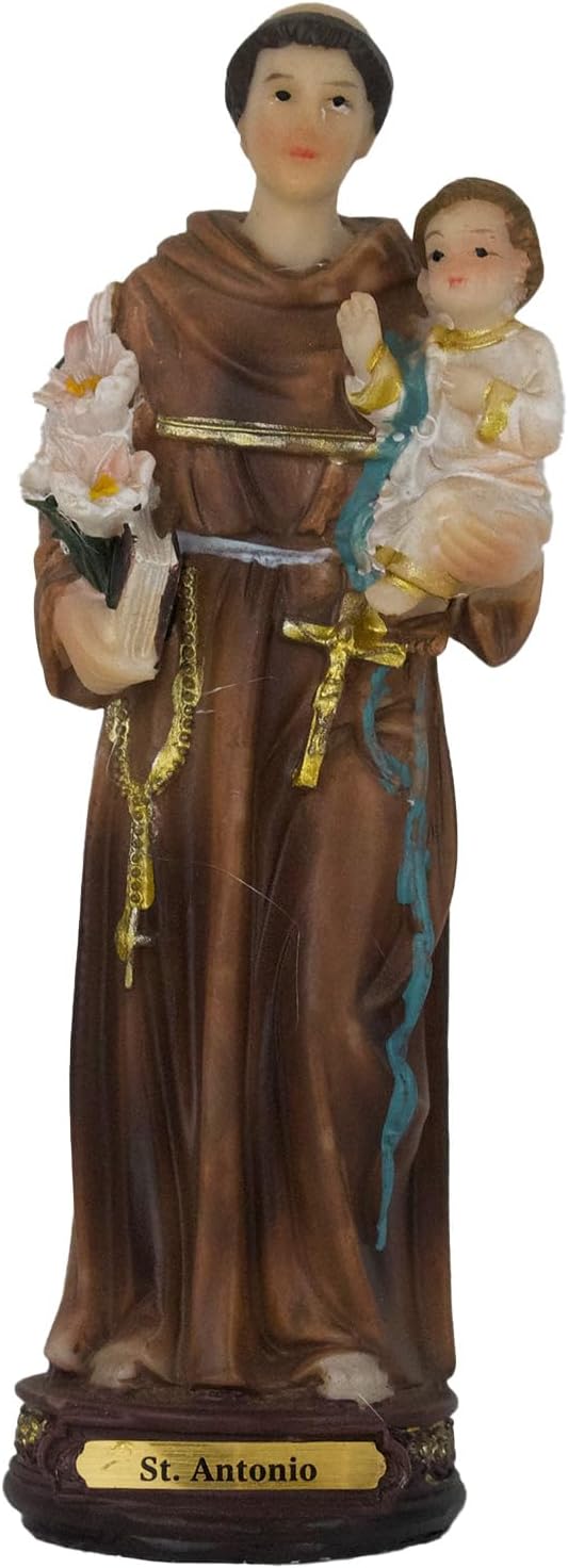 St. Antonio Mini San Antonio De Padua Resin Religious Figure - 5" with Niño Sacerdote