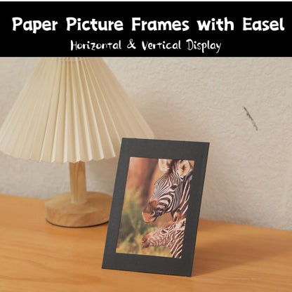 Litpoetic 200 Pack Standing Paper Picture Frames 4x6,Cardboard Photo Frame with Easel,Paper Photo Frame Cards,Gallery Frames Bulk For Father's Day,DIY,Classroom, Black