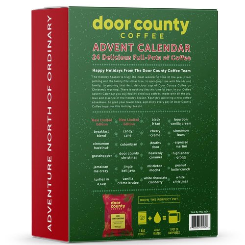 2025 Christmas Coffee Advent Calendar - 24 Flavored Ground Coffee Bags for Festive Mornings