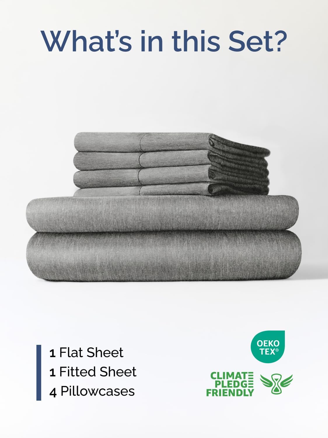Skiennix Extra Deep Queen Sheet Set - 6 Piece Breathable Cooling Bedding - Soft Wrinkle-Free Heathered Grey