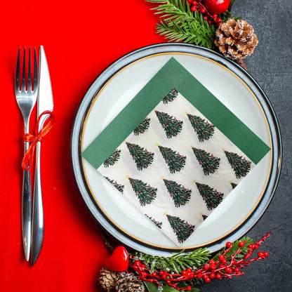 Christmas Paper Napkins - 20 Pack, 2-Ply, 6.5 Inch, Colorful Holiday Serviettes