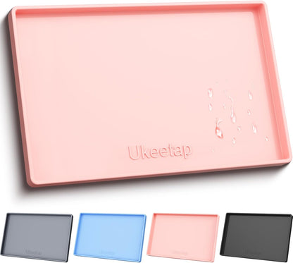 Skiennix Extra Thick Silicone Dog & Cat Feeding Mat - Waterproof, Non-Slip, 19” x 12”, Pink