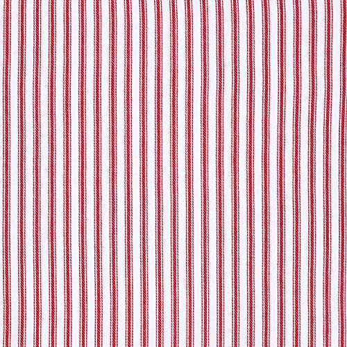Red and White Ticking Stripe Woven Cotton Tablecloth - 60 Inch Round