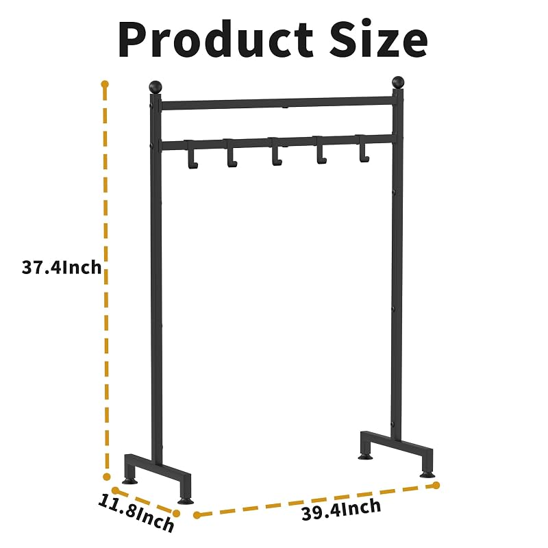 GloTika Christmas Stocking Holder Stand - 6-Hook Freestanding, Black (Variation: Black-6 Hooks)