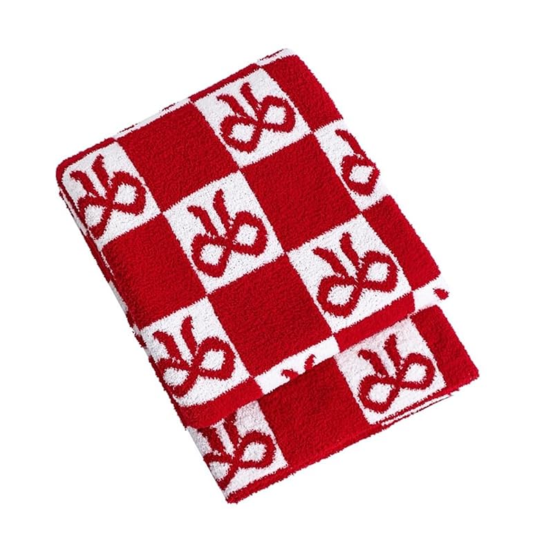 Christmas Gingerbread Throw Blanket 50x70in - Cozy Fuzzy Flannel Sarach? Bow Variation