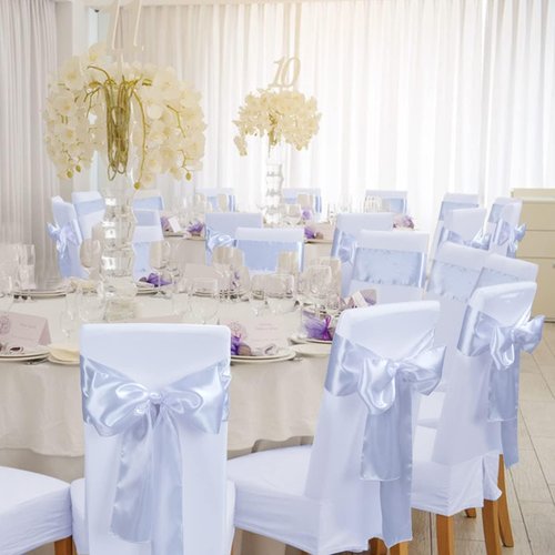 Babenest Satin Chair Sashes - Upgraded 50 Pcs Chair Ribbons & Bows for Weddings, Parties & Events | White