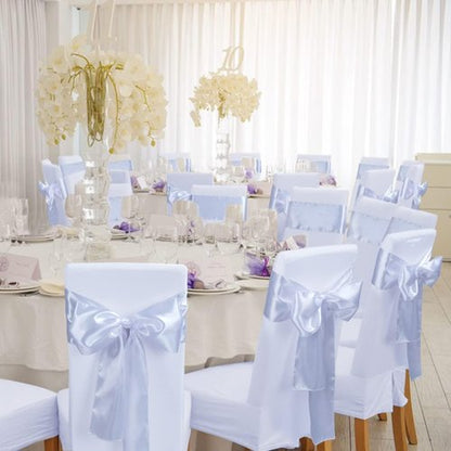 Babenest Satin Chair Sashes - Upgraded 50 Pcs Chair Ribbons & Bows for Weddings, Parties & Events | White