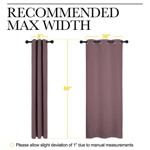 NICETOWN Dry Rose Room Darkening Curtains for Kitchen, Set of 2, 42 inches Wide by 68 inches Long, Window Treatment Thermal Insulated Solid Grommet Room Darkening Curtains/Drapes for Bedroom