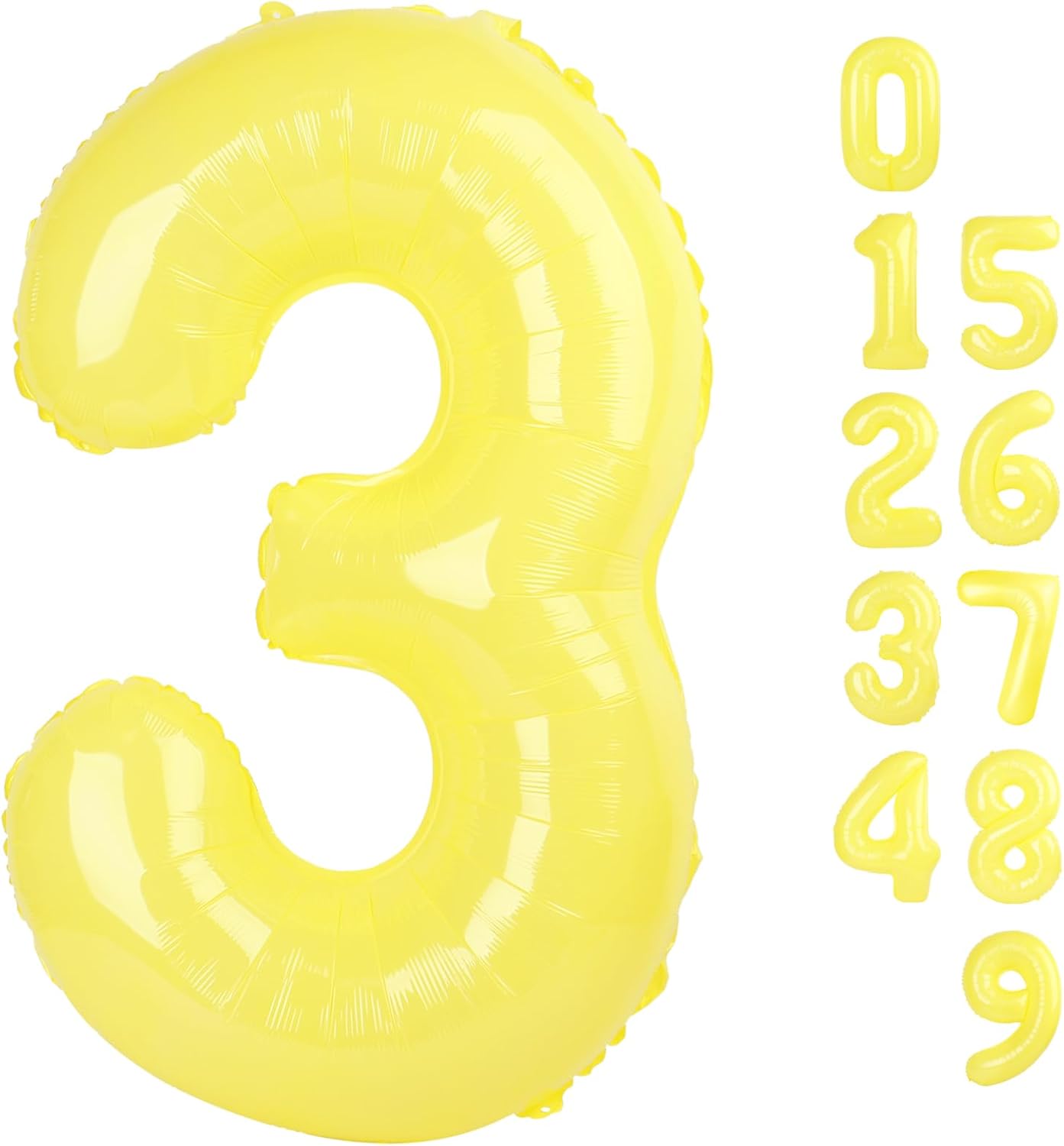Numbers Balloon - 40 Inch Large Yellow Balloon for 3rd Birthday Party Decorations