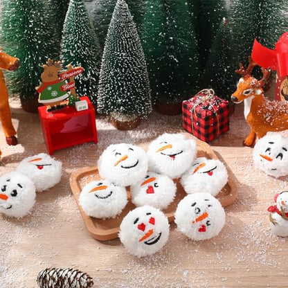 48 Pcs Christmas Snowball Set - Soft Fake Snowballs for Indoor Outdoor Decoration, Cute Snowman Balls with Smile Face, Classic Style