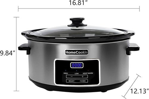 8-Quart Digital Programmable Slow Cooker - Perfect for Family Dinners | Serves 10+ People with Timer