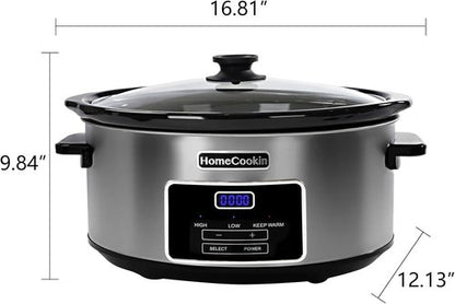 8-Quart Digital Programmable Slow Cooker - Perfect for Family Dinners | Serves 10+ People with Timer