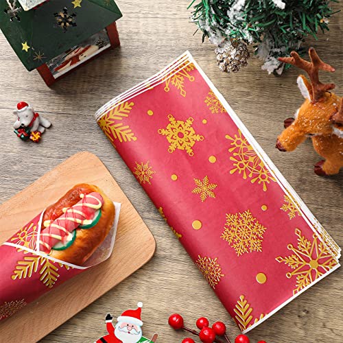 Christmas Wax Paper Sheets Snowflake Design Pack of 150 - Greaseproof & Waterproof