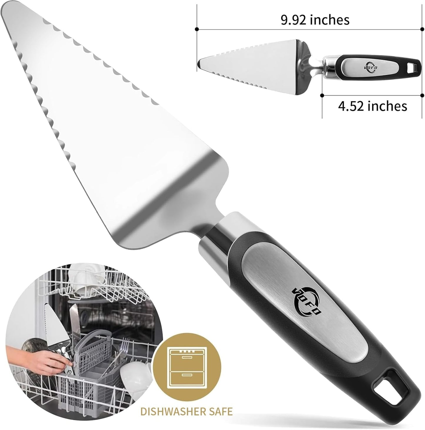 Regine Switzerland Stainless Steel Pie Server - Versatile Cake & Pizza Cutter | Sleek Black Design