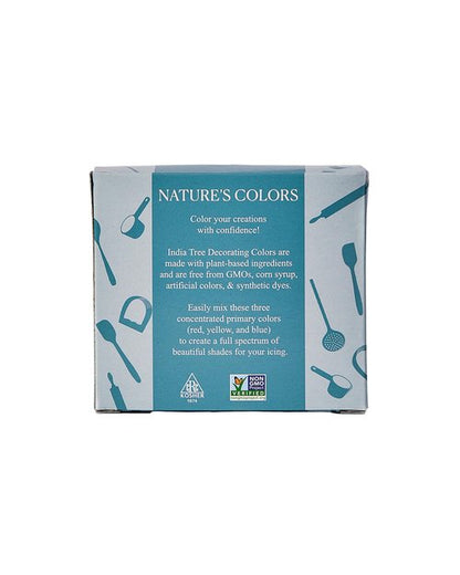 India Tree Nature’s Colors Natural Liquid Food Coloring Set - Plant-Based, Allergen-Free, 3 Bottles (Red, Yellow, Blue) 1.265 oz