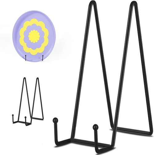 Decolore 12-Inch Black Picture Stands - 3 Pack Tabletop Easels for Photos, Plates & Books