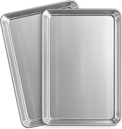 JoyTable Aluminum Baking Sheet Set - Commercial Quality Non-Stick Cookie Sheets | 9 x 13 Inch Size