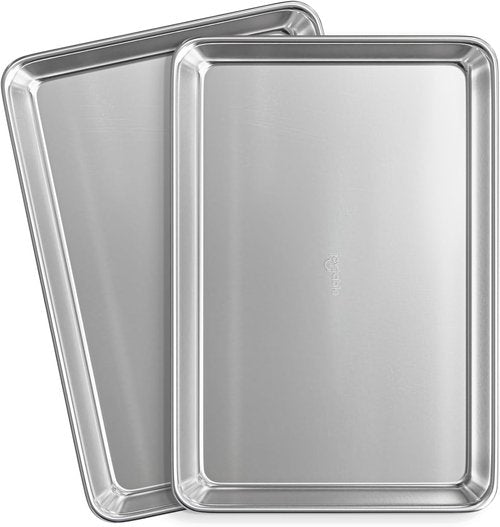 JoyTable Aluminum Baking Sheet Set - Commercial Quality Non-Stick Cookie Sheets | 9 x 13 Inch Size