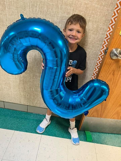 Metallic Blue Number 2 Balloon - 40 Inch Birthday Decoration for Boys & Girls