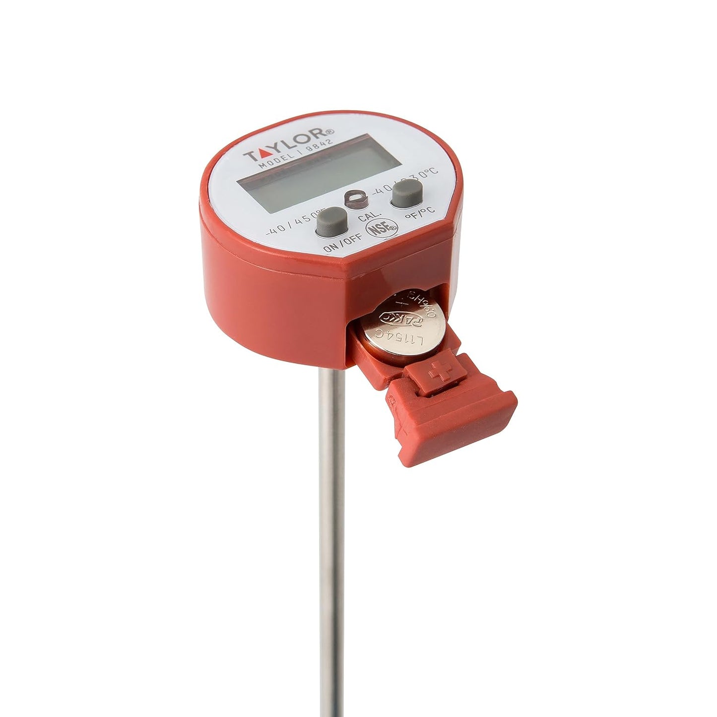 Taylor Waterproof Digital Instant Read Thermometer - Perfect for Cooking, BBQ, and Grilling | Red with Pocket Sleeve Clip