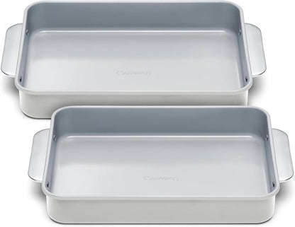 Caraway Non-Stick Ceramic 9”x13” Rectangle Pan Duo - Naturally Slick & Non-Toxic - Ideal for Brownies, Lasagnas - Gray