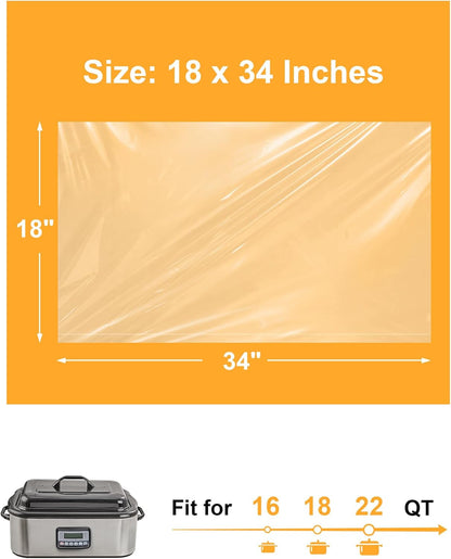 SMARTAKE Disposable Roaster Liners - 10 Count Plastic Cooking Bags for Easy Cleanup | Fits 16-22 Quart Roasters, 18 x 34 Inch