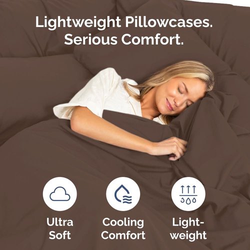 King Pillow Cases by [Brand Name] - Ultra Soft Hotel Quality Covers - Wrinkle-Free & Easy Care - 10 Pcs Set in Brown