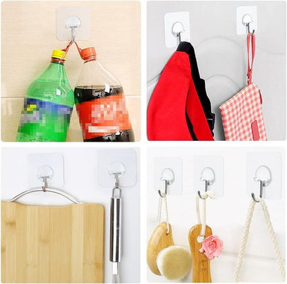 FOTYRIG Heavy Duty Adhesive Hooks - 180° Rotating Wall Hangers for Bathroom & Kitchen | 10 Pack, 15lb Max Capacity