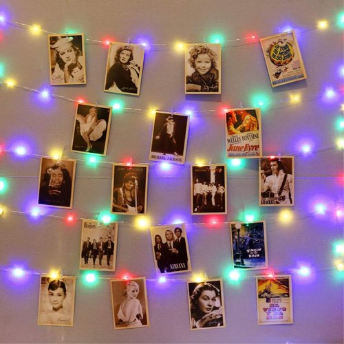 HXWEIYE 120LED Multicolor Photo Clips String Light - 40Ft USB Powered Fairy Lights with 52 Clips & 12 Hooks