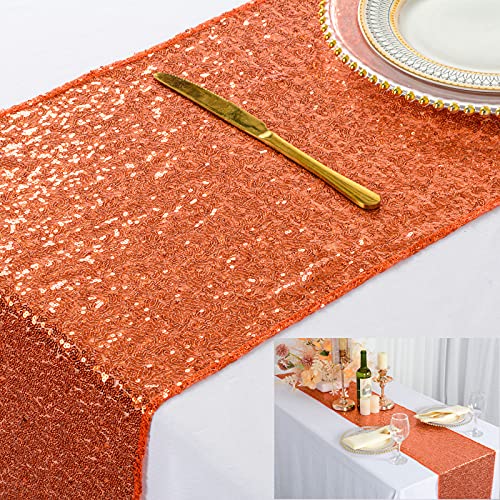 Orange Sequin Table Runner 13x108 Inches for Holiday & Event Decor - Variation of THIS listing