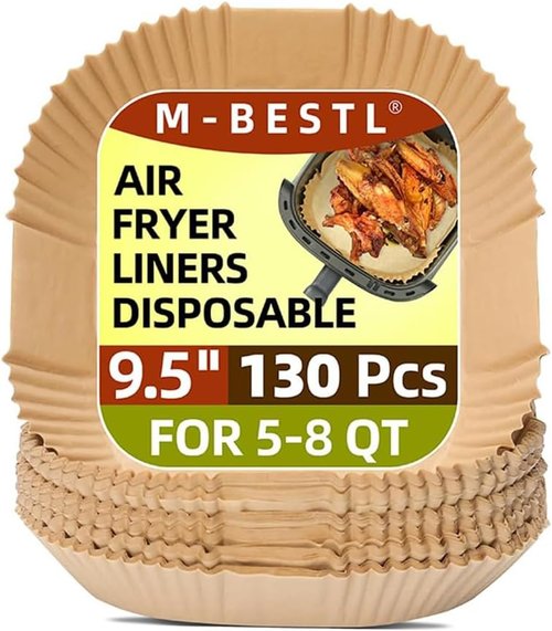Air Fryer Liners - 130 Pcs Non-Stick & Oil-Proof Parchment Paper | 9.5 Inch Square for 5-8 Qt