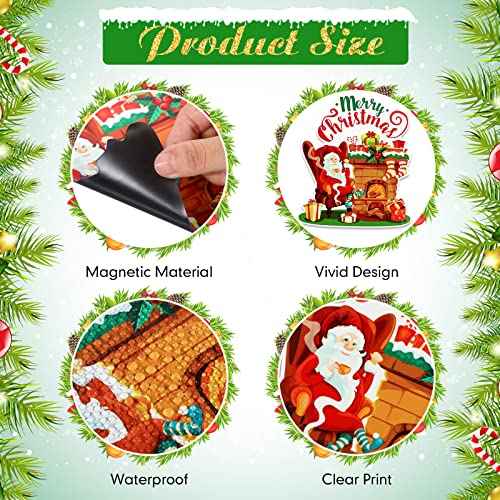 12 Pcs Christmas Refrigerator Magnets Car Magnetic Decorations Snowman Santa Gingerbread Man Magnets Accessories Set Waterproof Cute Xmas Holiday Decor