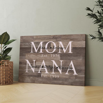 SHAANT Personalized Mother's Day Canvas | Custom Photo Wall Art for Mom & Grandma - Unique Gift with Kid's Name & Year
