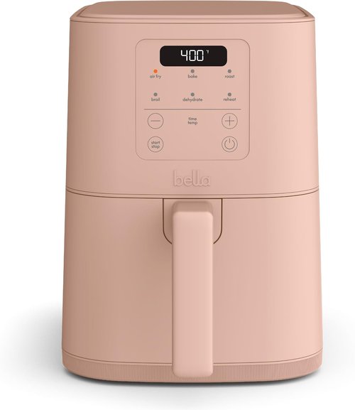 Bella 4Qt Slim Air Fryer - EverGood™ Ceramic Nonstick Coating | Adjustable Temp & 6 Cooking Presets, Blossom