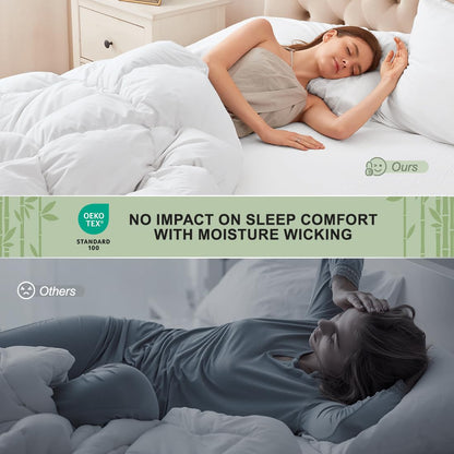 Premium Jacquard 100% Waterproof Queen Mattress Protector, Noiseless, Anti - Slip, Breathable Bed Cover, Rayon from Bambo, Quilted, Mattress Pad Sheet, Deep Pocket 8"-21"