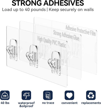 YASONIC Adhesive Strips - Waterproof No-Drill Sticky Pads for Shower Caddies & Storage | 6 Pack