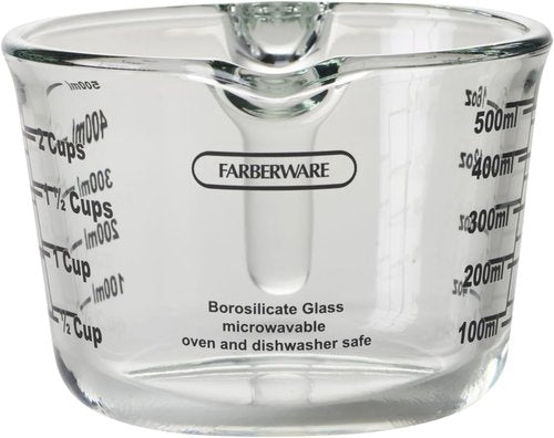 Farberware 2-Cup Borosilicate Glass Measuring Cup - Clear Design with Oversized Measurements