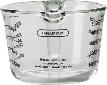 Farberware 2-Cup Borosilicate Glass Measuring Cup - Clear Design with Oversized Measurements