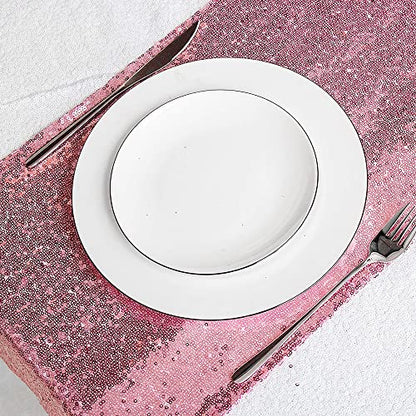 Pink Sequin Table Runner 12x72 Inches Pack of 2 Sparkly Party Decor