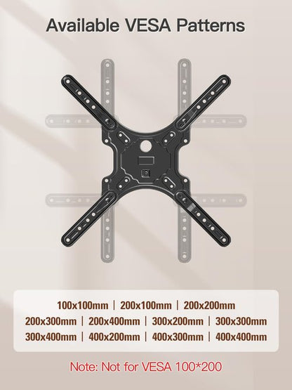 ELIVED TV Wall Mount for Most 26-60 Inch TVs, Swivel and Tilt Full Motion TV Mount with Single Stud Perfect Center Design, Wall Mount Bracket Max VESA 400x400mm, Corner Mount Holds up to 77 lbs.