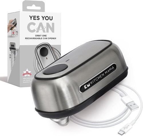 Kitchen Mama Orbit One Electric Can Opener - Hands-Free, USB-C Rechargeable, Safety Blade for Large Cans