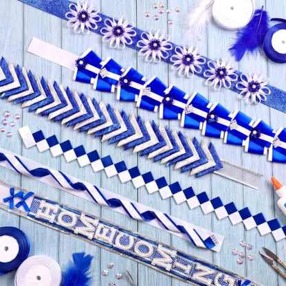 Homecoming Mum Braid Ribbons Set - Blue 30 Inch Craft Accessories