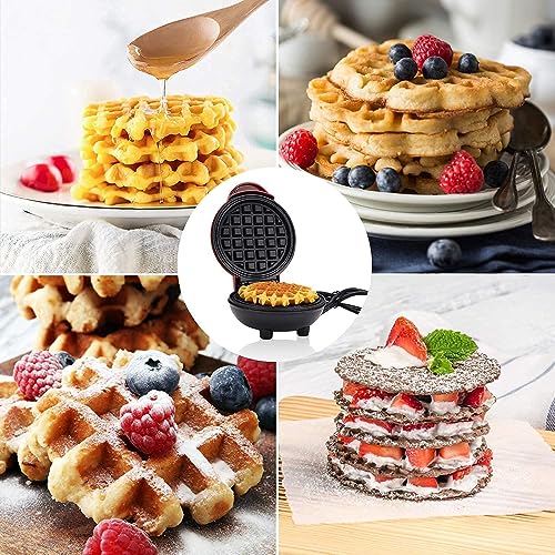 DASH Mini Waffle Maker - 4” Waffle Mold, Nonstick Waffle Iron with Quick Heat-Up, Nonstick Surface - Perfect Mini Waffle Maker for Kids and Families, Just Add Batter (Red)