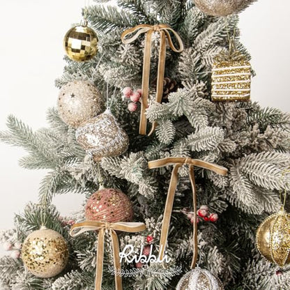 Camel Velvet Christmas Tree Bows 24 Pcs 5 x 7 Inch 3/8 Inch Wide - Wreath & Garland Decoration