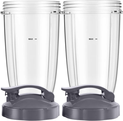 NutriBullet Blender Cups - 24oz To-Go Cups with Flip-Top Lids | Replacement Parts for 600W & 900W