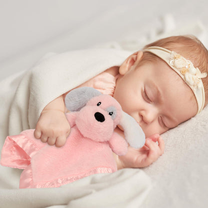 Skiennix Puppy Security Blanket - Soft Plush Lovey for Infants & Toddlers | Pink 16 Inch