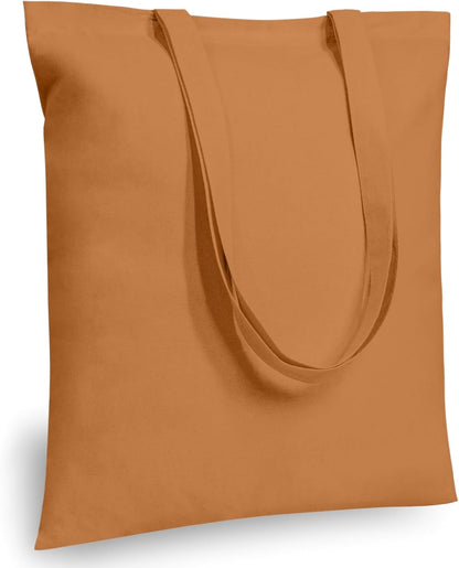 TOPDesign 12-Pack Khaki Cotton Tote Bags - Lightweight, Reusable Grocery Bags for DIY & Promotions