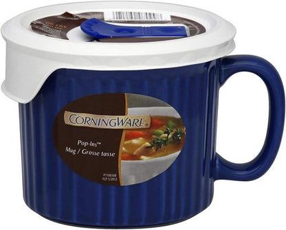 Corningware 20-Ounce Oven Safe Meal Mug - Vented Lid in Blueberry | Perfect for Easy Meal Prep