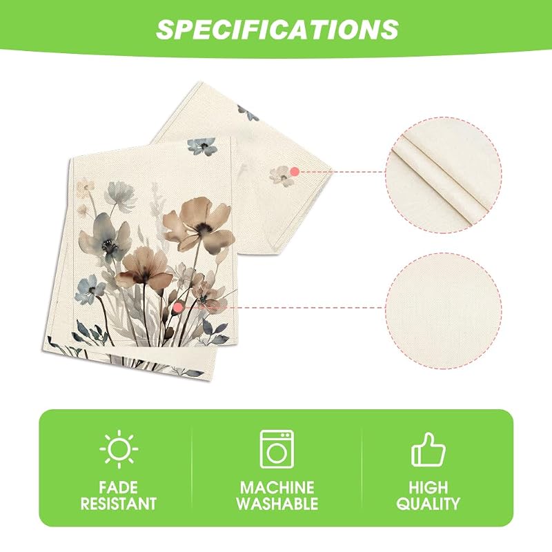 Artoid Mode Brown Poppy Floral Table Runner - 13 x 120 Inch, Brown+13" x 120"