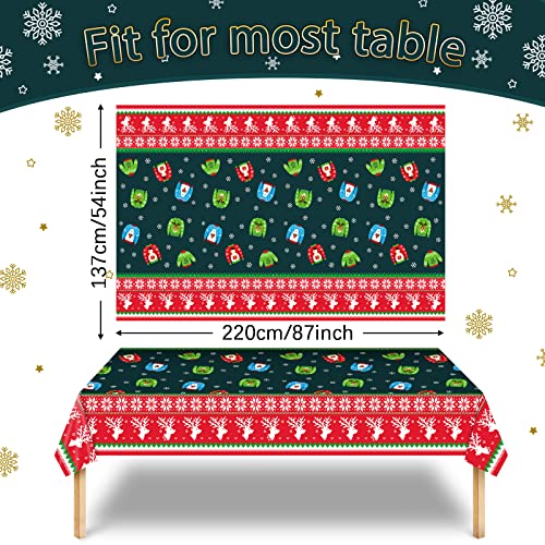 2 Pcs Christmas Ugly Sweater Tablecloths - Plastic Disposable Holiday Decor